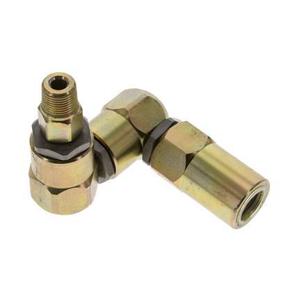 Swivel Joint 3/8'' NPT Male x Rp1/2'' Female Z-shape Steel FKM 350bar (4917.5psi)