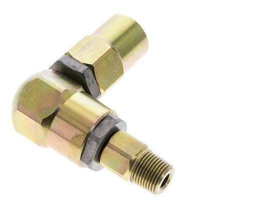 Swivel Joint 3/8'' Male R x Female Rp L-shape Steel NBR 350bar (4917.5psi)