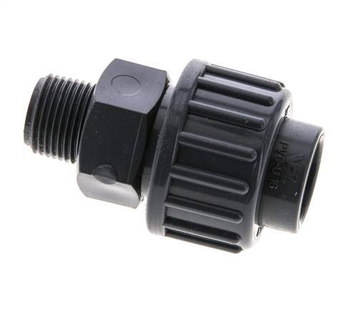 PVC Union Fitting Female Socket 16mm x Male R 3/8'' EPDM