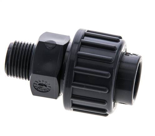 PVC Union Fitting Female Socket 16mm x Male R 3/8'' FKM