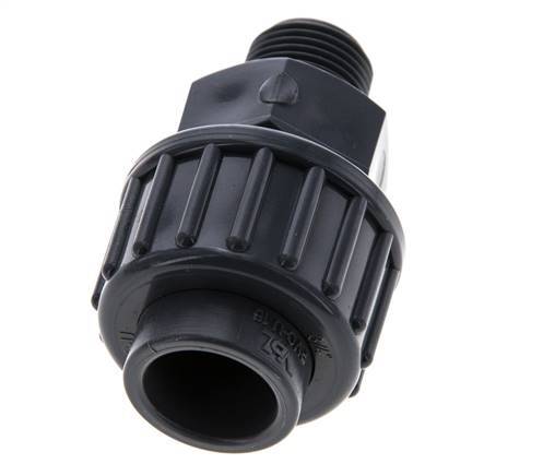 PVC Union Fitting Female Socket 16mm x Male R 3/8'' FKM