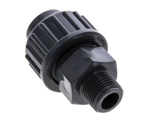 PVC Union Fitting Female Socket 16mm x Male R 3/8'' FKM