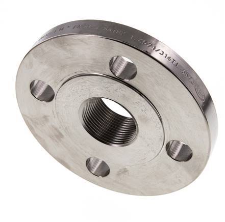 Threaded Flange DN15-PN16 (EN) Rp 1/2'' Stainless Steel 1.4571 EN 1092-1 (type 13)
