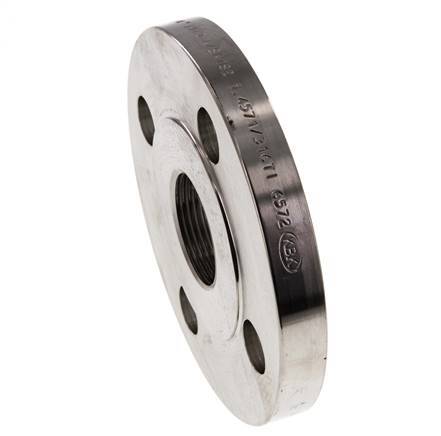 Threaded Flange DN65-PN16 (EN) Rp 2-1/2'' Stainless Steel 1.4571 EN 1092-1 (type 13)