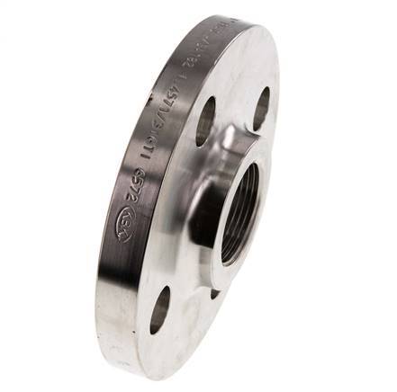 Threaded Flange DN40-PN16 (EN) Rp 1-1/2'' Stainless Steel 1.4571 EN 1092-1 (type 13)