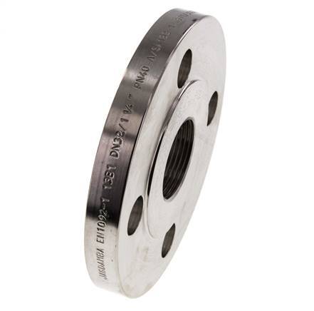 Threaded Flange DN40-PN16 (EN) Rp 1-1/2'' Stainless Steel 1.4571 EN 1092-1 (type 13)