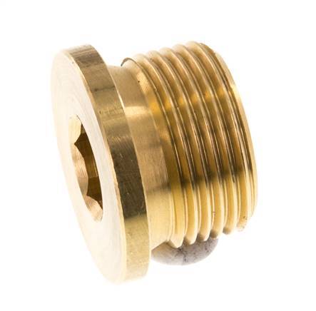 G 1'' Brass Closing plug with Inner Hex 16 Bar