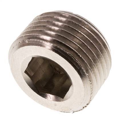 3/8'' Nickel plated Brass Closing plug with Inner Hex without collar 16 Bar [10 Pieces]