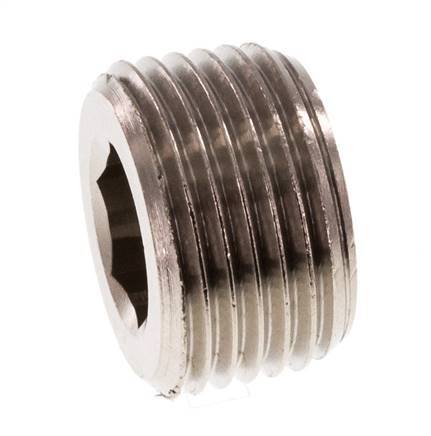 3/8'' Nickel plated Brass Closing plug with Inner Hex without collar 16 Bar [10 Pieces]