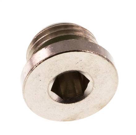 G 1/4'' Nickel plated Brass Closing plug with Inner Hex and FKM Seal 16 Bar [5 Pieces]