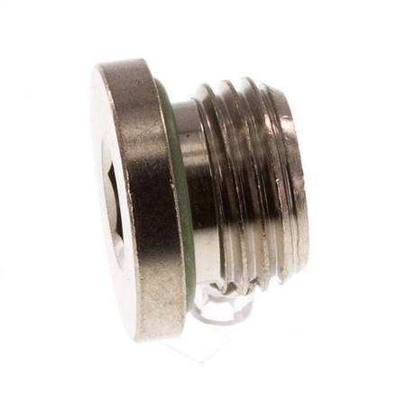 G 1/4'' Nickel plated Brass Closing plug with Inner Hex and FKM Seal 16 Bar [5 Pieces]