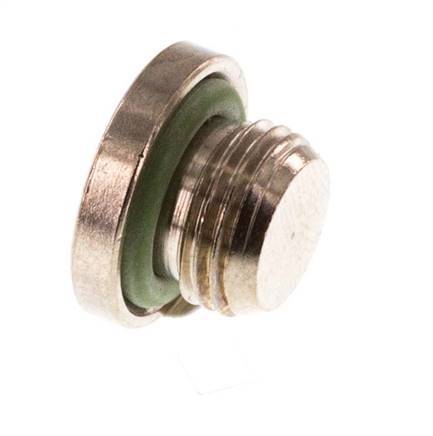 G 1/8'' Nickel plated Brass Closing plug with Inner Hex and FKM Seal 16 Bar [5 Pieces]