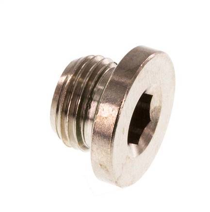 G 1/8'' Nickel plated Brass Closing plug with Inner Hex and FKM Seal 16 Bar [5 Pieces]