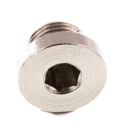G 1/8'' Nickel plated Brass Closing plug with Inner Hex and NBR Seal 16 Bar [10 Pieces]