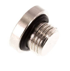 G 1/8'' Nickel plated Brass Closing plug with Inner Hex and NBR Seal 16 Bar [10 Pieces]