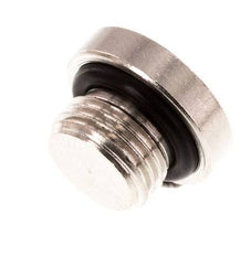 G 1/8'' Nickel plated Brass Closing plug with Inner Hex and NBR Seal 16 Bar [10 Pieces]