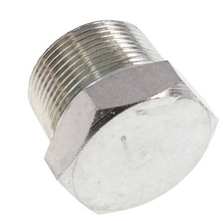 1 1/4'' NPT Male Zinc plated Steel Closing plug with Outer Hex 80 Bar
