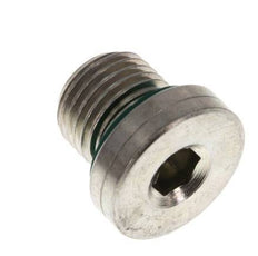 G 1/4'' Male Zinc plated Steel Closing plug with Inner Hex and FKM Seal 400 Bar [5 Pieces]