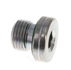 G 1/8'' Male Zinc plated Steel Closing plug with Inner Hex and FKM Seal 400 Bar [5 Pieces]