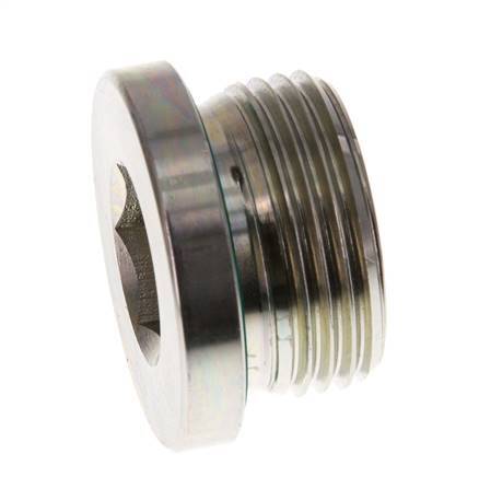 G 1'' Male Zinc plated Steel Closing plug with Inner Hex and FKM Seal 400 Bar
