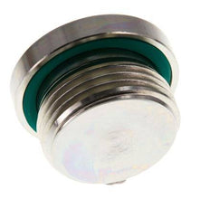 G 1'' Male Zinc plated Steel Closing plug with Inner Hex and FKM Seal 400 Bar