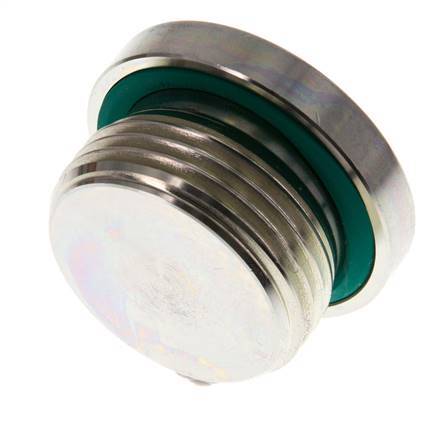 G 1'' Male Zinc plated Steel Closing plug with Inner Hex and FKM Seal 400 Bar