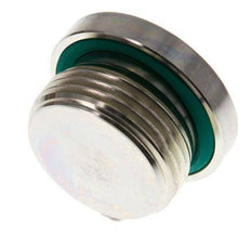 G 1'' Male Zinc plated Steel Closing plug with Inner Hex and FKM Seal 400 Bar