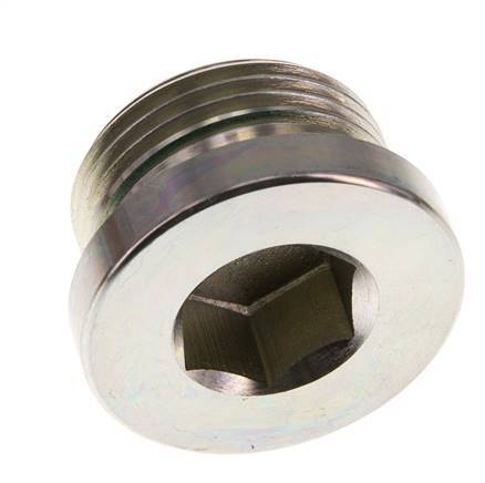 G 1'' Male Zinc plated Steel Closing plug with Inner Hex and FKM Seal 400 Bar