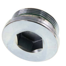 G 1 1/2'' Male Zinc plated Steel Closing plug with Inner Hex and FKM Seal 250 Bar