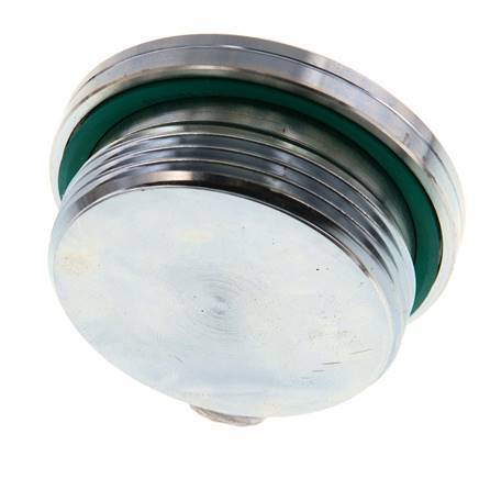 G 1 1/2'' Male Zinc plated Steel Closing plug with Inner Hex and FKM Seal 250 Bar