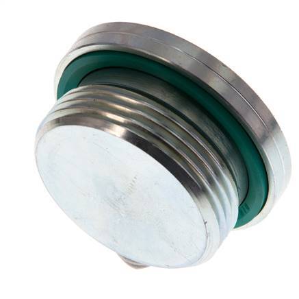 G 1 1/4'' Male Zinc plated Steel Closing plug with Inner Hex and FKM Seal 250 Bar