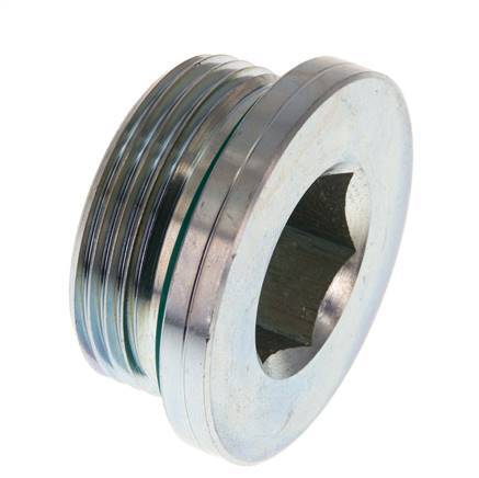 G 1 1/4'' Male Zinc plated Steel Closing plug with Inner Hex and FKM Seal 250 Bar