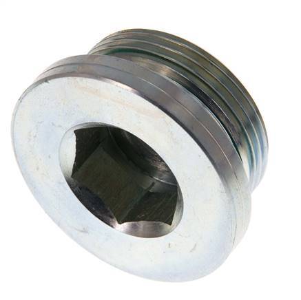 G 1 1/4'' Male Zinc plated Steel Closing plug with Inner Hex and FKM Seal 250 Bar
