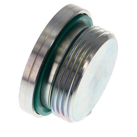 G 1 1/4'' Male Zinc plated Steel Closing plug with Inner Hex and FKM Seal 250 Bar