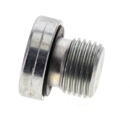 G 1/8'' Male Zinc plated Steel Closing plug with Inner Hex and NBR seal 400 Bar [5 Pieces]