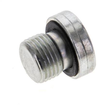 G 1/8'' Male Zinc plated Steel Closing plug with Inner Hex and NBR seal 400 Bar [5 Pieces]