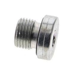 G 1/8'' Male Zinc plated Steel Closing plug with Inner Hex and NBR seal 400 Bar [5 Pieces]