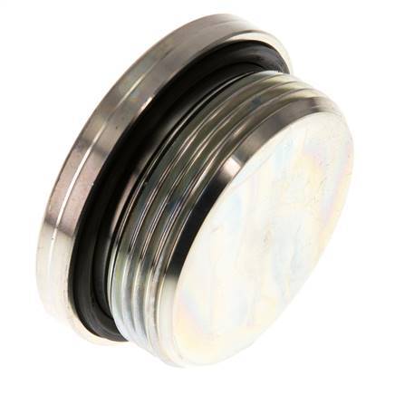 G 1 1/2'' Male Zinc plated Steel Closing plug with Inner Hex and NBR seal 250 Bar