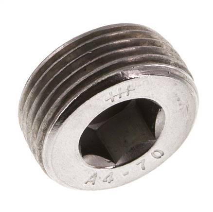 3/4'' Stainless steel Closing plug with Inner Hex without collar 40 Bar