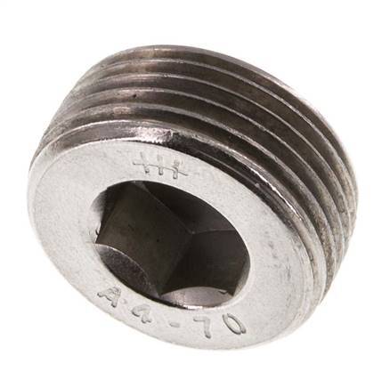 3/4'' Stainless steel Closing plug with Inner Hex without collar 40 Bar