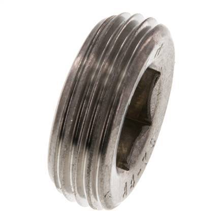1'' Stainless steel Closing plug with Inner Hex without collar 40 Bar