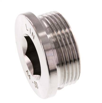 G 1 1/4'' Stainless steel Closing plug with Inner Hex 40 Bar