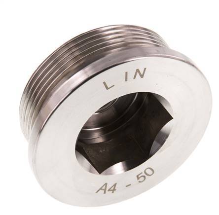 G 2'' Stainless steel Closing plug with Inner Hex 40 Bar