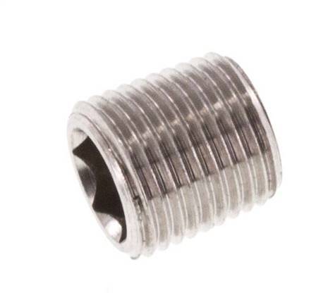 M8x0.75 Stainless steel Closing plug with Inner Hex without collar (conical) 40 Bar