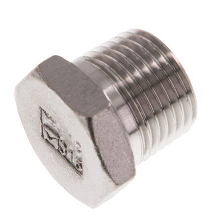 1/2'' NPT Male Stainless steel Closing plug with Outer Hex 16 Bar [2 Pieces]