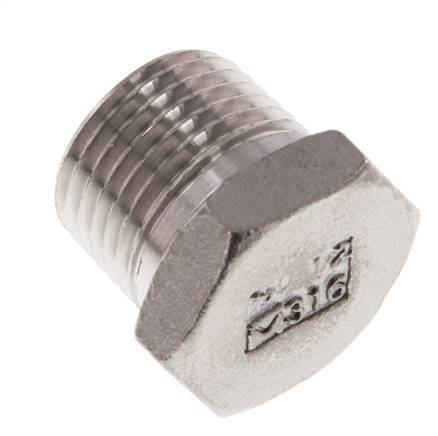 3/4'' NPT Male Stainless steel Closing plug with Outer Hex 16 Bar