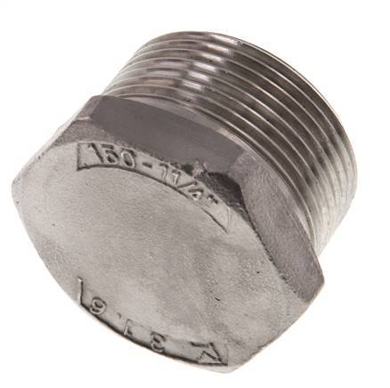 1 1/4'' NPT Male Stainless steel Closing plug with Outer Hex 16 Bar