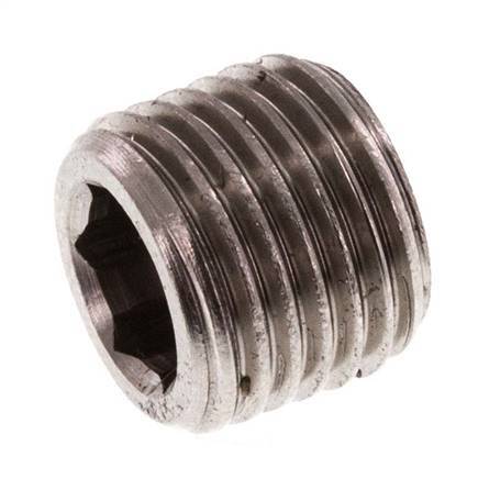 G 1/4'' Stainless steel Closing plug with Inner Hex without collar 40 Bar