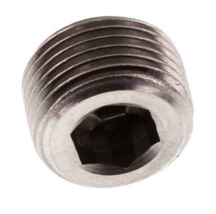 G 3/8'' Stainless steel Closing plug with Inner Hex without collar 40 Bar