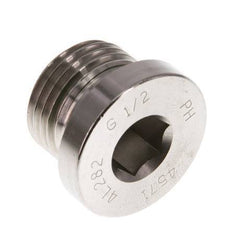 G 1/2'' Male Stainless steel Closing plug with Inner Hex and FKM Seal 400 Bar